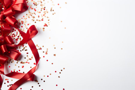 Red Ribbon for festive decorations on a white background. generative aiの素材