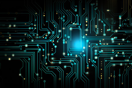 Circuit board technology pattern isolated on black. generative aiの素材