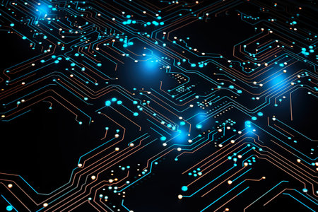 Circuit board technology pattern isolated on black. generative aiの素材