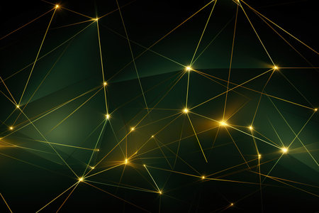 outline drawing wireframe Gold and green Abstract Geometry. generative aiの素材