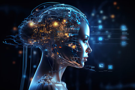 Artificial intelligence technology Machine learning, Data exchange. generative aiの素材