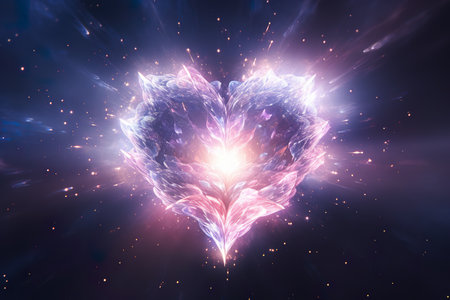 Love pattern, universe lights nebula vortex and starry sky. generative aiの素材