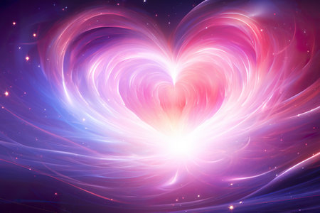Love pattern, universe lights nebula vortex and starry sky. generative aiの素材