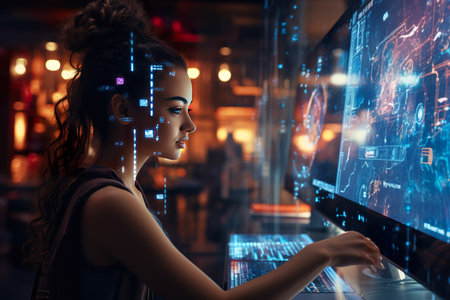 A screen that artificial intelligence technology data network connection different. generative aiの素材
