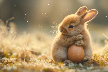 cute bunny hug easter egg. generative aiの素材