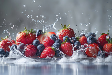 Water splash from various fruits on white background. generative aiの素材
