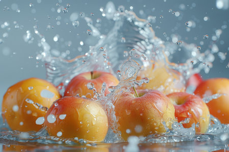 Water splash from various fruits on white background. generative aiの素材