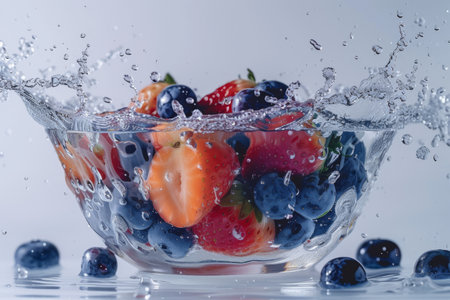 Water splash from various fruits on white background. generative aiの素材
