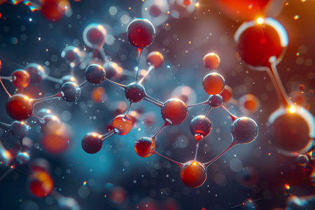 Abstract molecule structure, research in molecular chemistry. generative aiの素材