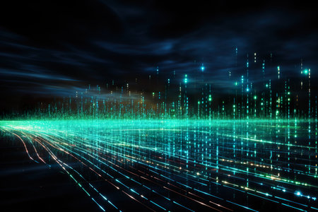 A rendering of a technology data binary code network background. generative aiの素材