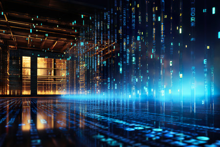 A rendering of a technology data binary code network background. generative aiの素材