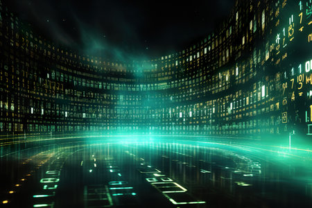 A rendering of a technology data binary code network background. generative aiの素材
