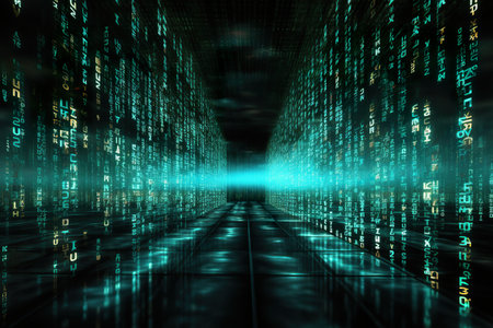 A rendering of a technology data binary code network background. generative aiの素材