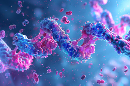 Molecules transcribing genetic information from DNA and translating it into functional proteins within the cell.の素材