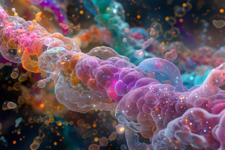 Molecules transcribing genetic information from DNA and translating it into functional proteins within the cell.の素材
