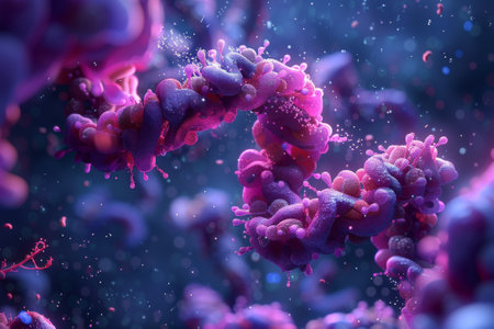 Molecules transcribing genetic information from DNA and translating it into functional proteins within the cell.の素材