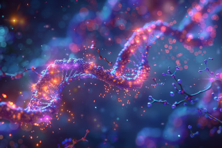 Molecules transcribing genetic information from DNA and translating it into functional proteins within the cell.の素材