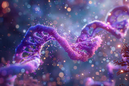 Molecules transcribing genetic information from DNA and translating it into functional proteins within the cell.の素材