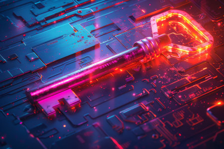 illustration glowing the key to unlocking the web worldの素材