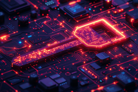 illustration glowing the key to unlocking the web worldの素材