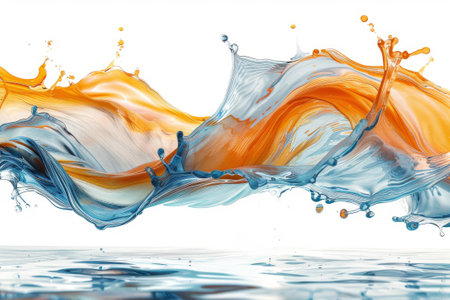 Abstract background acrylic color paint in fluid motionの素材