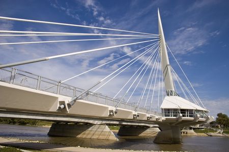 Esplanade Riel, crossing the Red River in Winnipeg, Canadaのeditorial素材