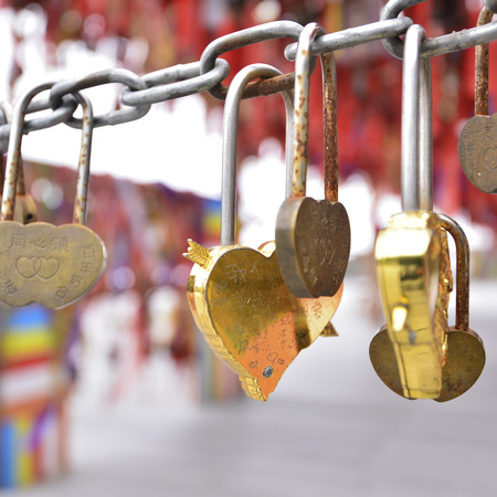 Close up of couple padlockのeditorial素材