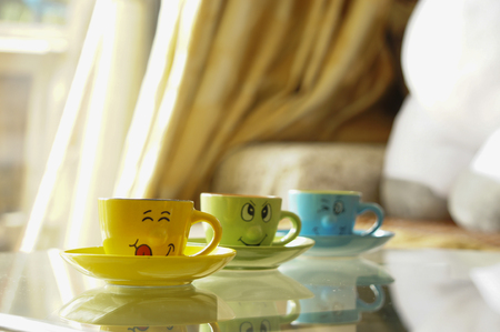 Coffee cups on the table の写真素材