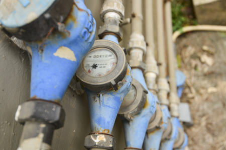 Water meters with water pipeのeditorial素材