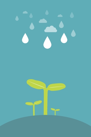 Rain water germination of seedlingsのイラスト素材