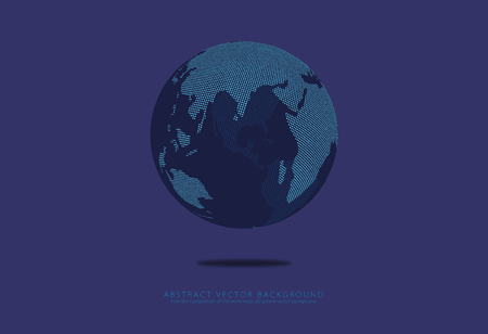 Particle three-dimensional abstract planet, the implication of globalization, international, spherical world mapのイラスト素材