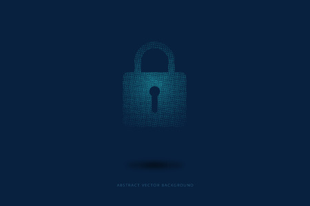 Security technology background particle dot matrix diagram consisting of the lock symbolのイラスト素材