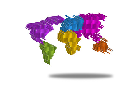 Mosaic composition of the 3D world mapのイラスト素材