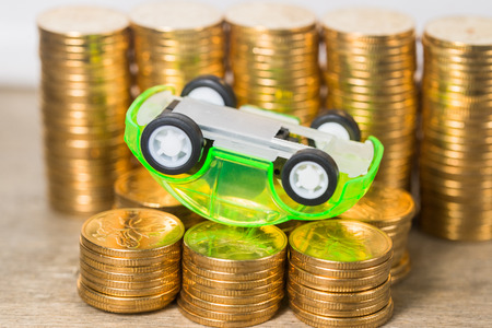 Car model and gold coinのeditorial素材