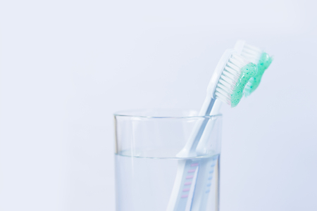 Toothbrush and toothpaste gargleの写真素材