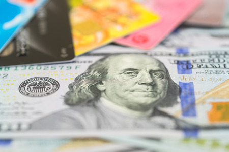 Dollars and bank cardsの写真素材
