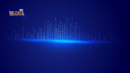 Glowing dots and lines make up the abstract background of network technology big data.のイラスト素材