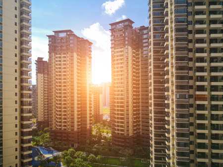 Pleasant high-rise residential buildings in modern cities.のeditorial素材
