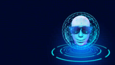 3D rendering of the human head, AI artificial intelligence technology concept.の写真素材