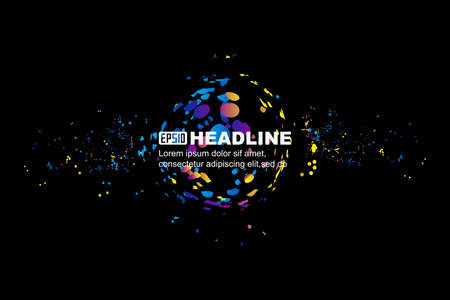 Abstract graphic texture background with colorful particles and inflated sphere.のイラスト素材