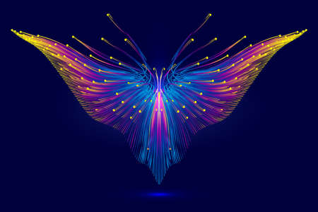 Colorful dotted line abstract flying wings or butterfly abstract graphicのイラスト素材