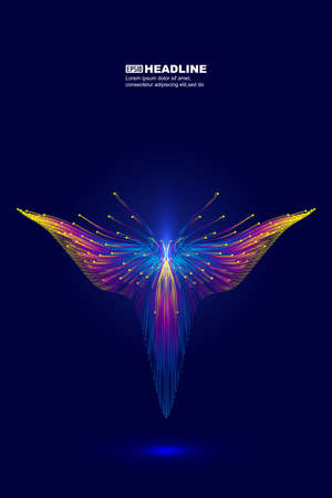 Colorful dotted line abstract flying wings or butterfly abstract graphicのイラスト素材