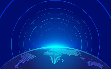 Dot line link mesh digital globe internationalization globalization conceptのイラスト素材