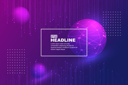 3D spheres, dots and lines constitute the vector background of future technology posters.のイラスト素材