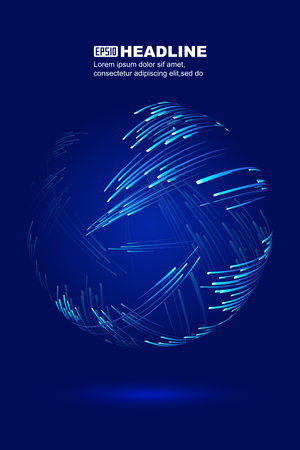 Glowing lines around dotted globe, internet technology big data.のイラスト素材