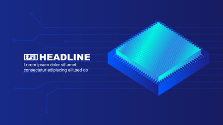 Vector AI chip illustration on blue background