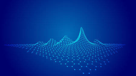 point line link hexagonal honeycomb mountain peak shape vector technology sense backgroundのイラスト素材