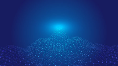 point line link hexagonal honeycomb mountain peak shape vector technology sense backgroundのイラスト素材
