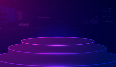 Luminous lines form a sci-fi scene with a sense of technology and space at the 3D boothのイラスト素材