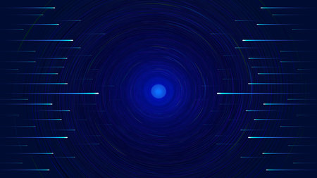 Glowing lines and circles form a tunnel space internet technology backgroundのイラスト素材